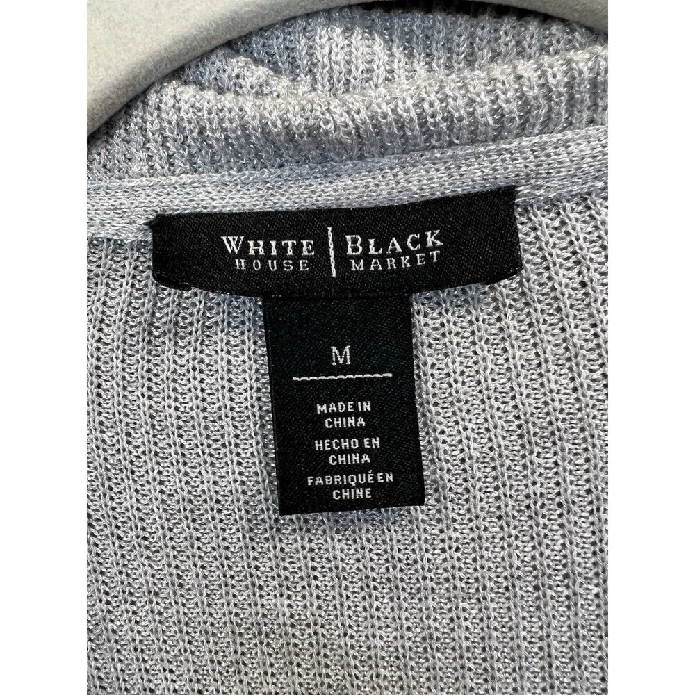 White House Black Market Heather Gray Open Front Shimmer Cardigan Sweater Size M